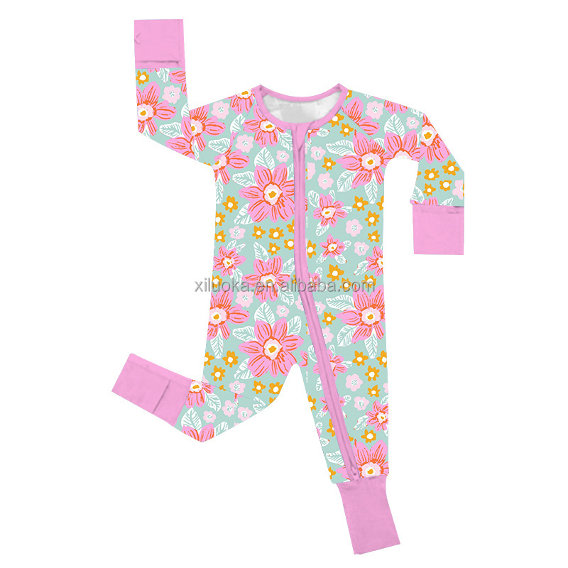 Hot Sell Toddler Infant Boys Girl Zipper Sleepwear Pajamas Organic Bamboo Baby Footie Jumpsuit Romper