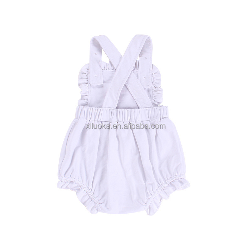 2022 wholesale embroidery sleeveless blank white clothes cotton baby bubble romper