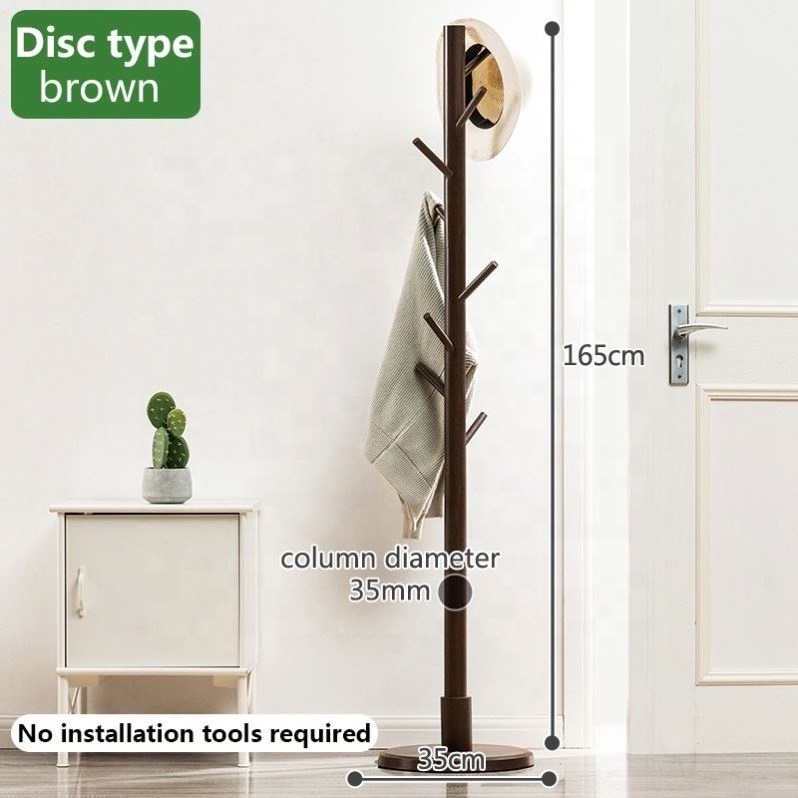 Bamboo Single Vertical Hanger Simple Room Dendritic Disc Floor Standing Clothes Storage Coat Rack