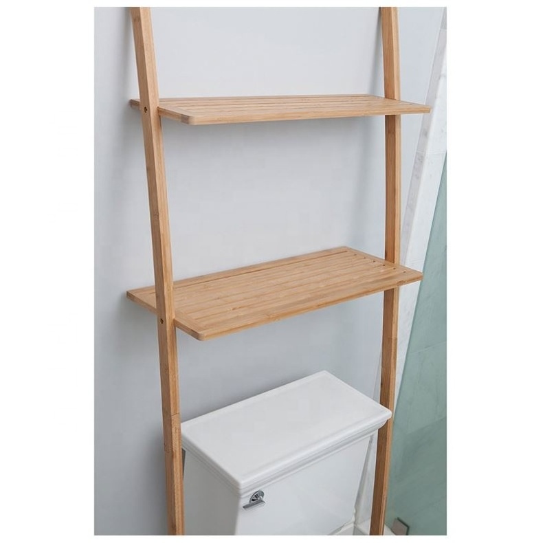 Bathroom Organizer Over The Toilet, Space Saver Bamboo 2 Tier Shelf Waterproof Free Standing Shelves