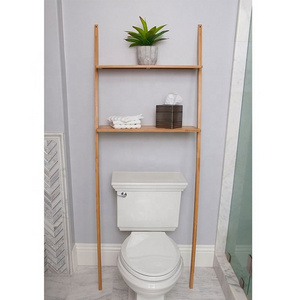 Bathroom Organizer Over The Toilet, Space Saver Bamboo 2 Tier Shelf Waterproof Free Standing Shelves