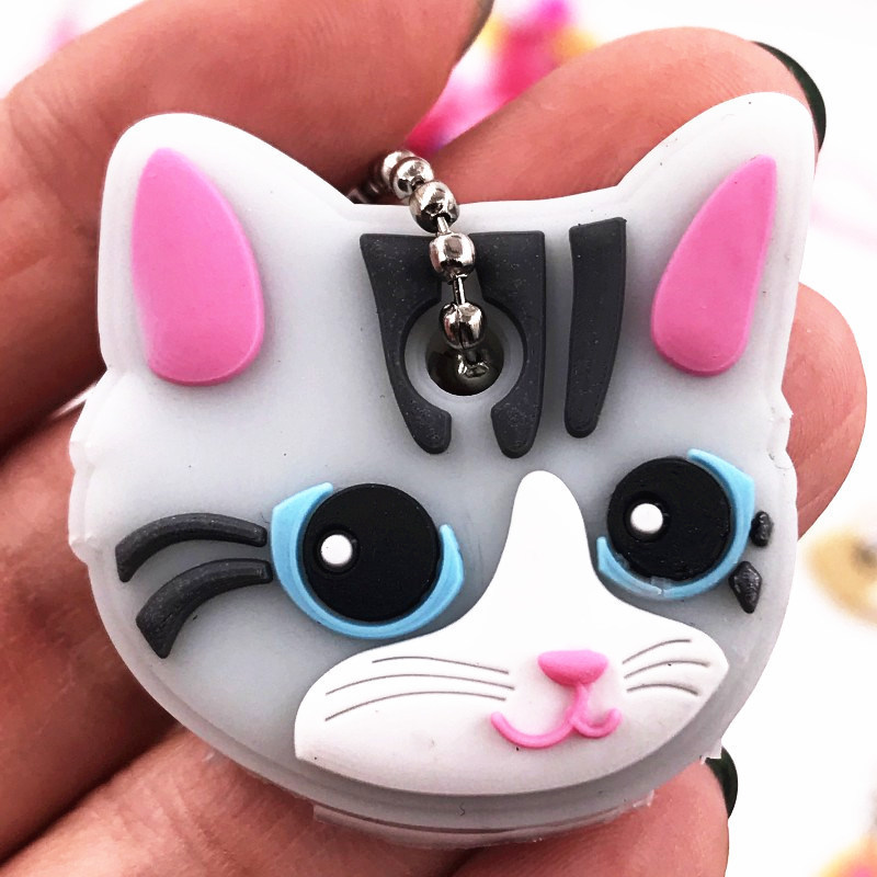 Cute Dog Cat animal Shape Silicone Key Cover 2D PVC Rubber Lovely Key Cap Keychain Key Holder KeyRing Women Bag Phone Charm gift