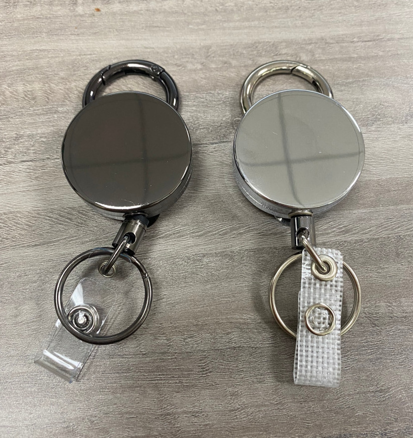 Wholesale Blank Key Chain Custom Logo Retractable KeyChain Multifunction Badge Holder Reel with Steel Cable Retractable KeyChain