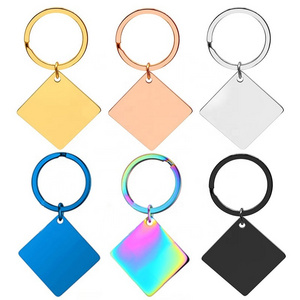 Stainless Steel Round Square Personalized Keyring Custom Wedding Anniversary Date Mirror Polish Engraved Calendar Blank Keychain