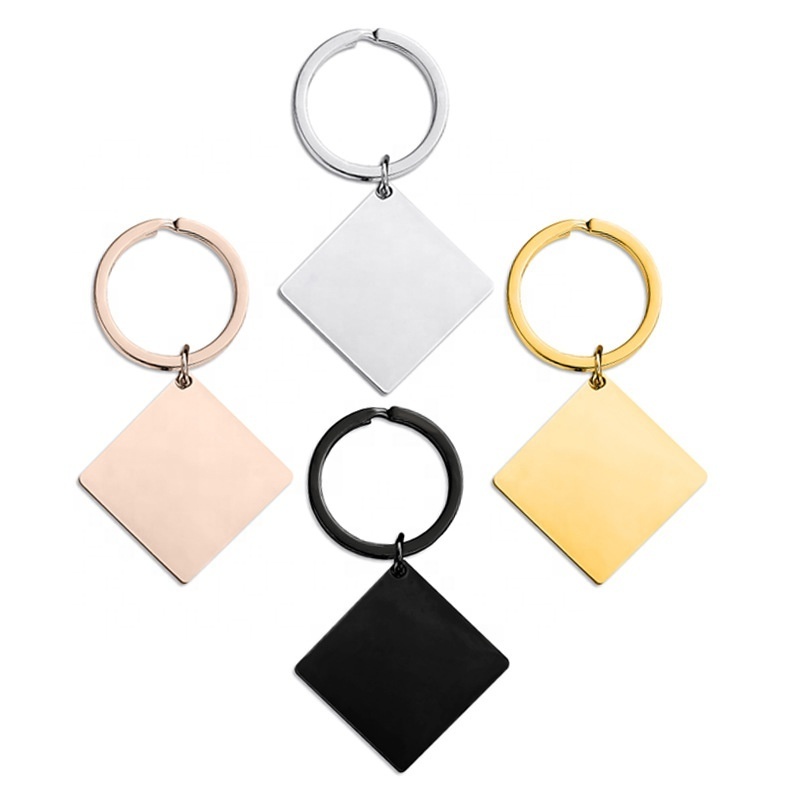 Stainless Steel Round Square Personalized Keyring Custom Wedding Anniversary Date Mirror Polish Engraved Calendar Blank Keychain