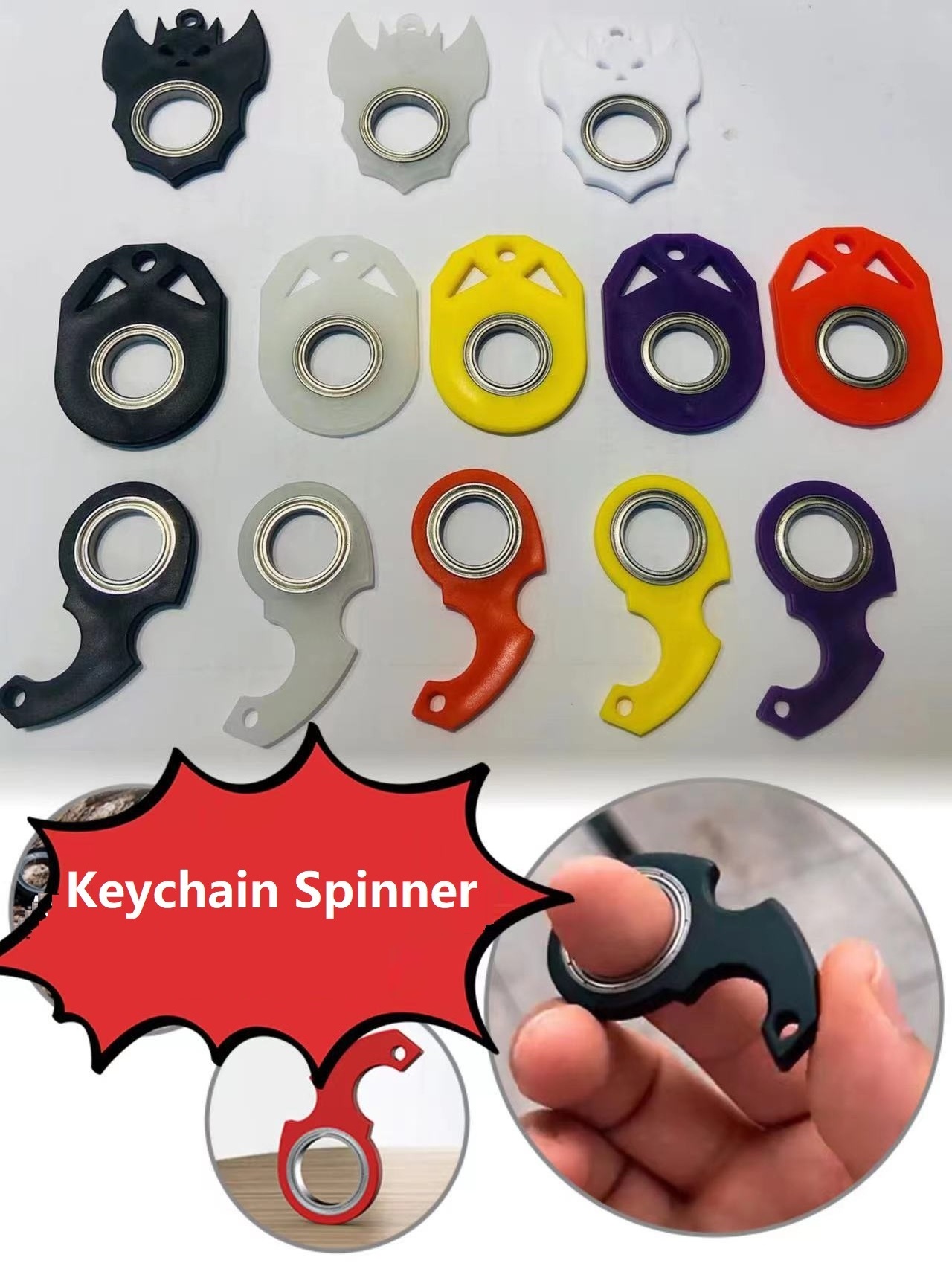 Big Inner diameter 20mm Finger Ring Flipping Toy TK cool Keychain Spinner  Luminous spinner keychain Spinning Toys for kid Adult