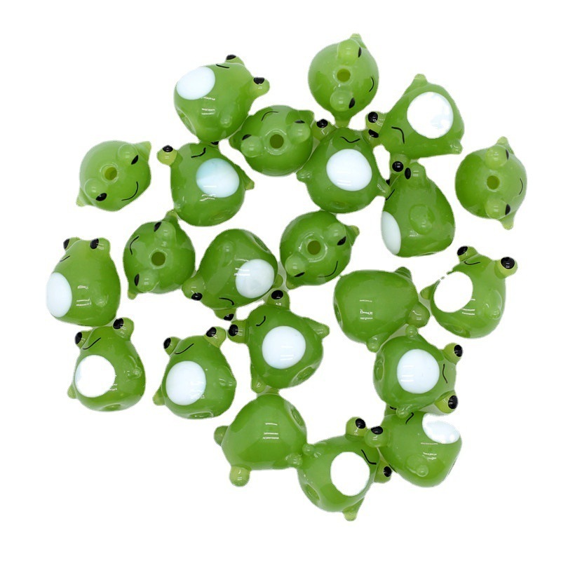 Wholesale 15MM 2022 New Animal Shaped Hand Painted Cute Little Frog Glass Beads For DIY Bracelet Jewelry Accessories