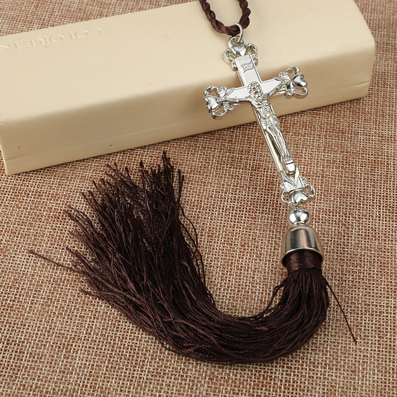 Silver Plating Love Crucifix Cross With Tassels Car Hanging Pendant Wall Hanging Home Decoration Gift