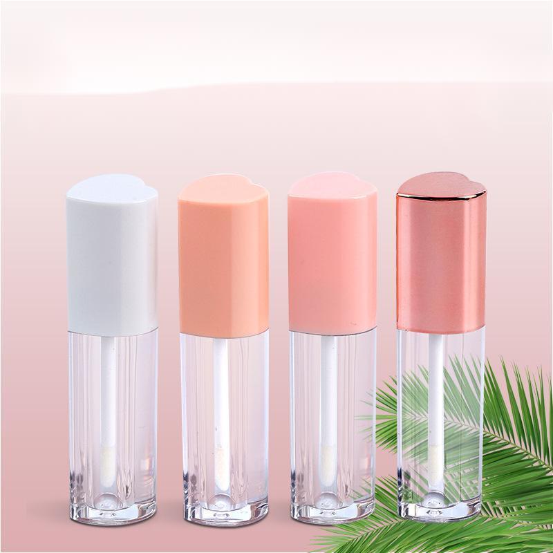 Heart-shaped liquid lipstick container lip glaze empty tube transparent bottle plastic empty pink lipgloss tubes mascara bottle