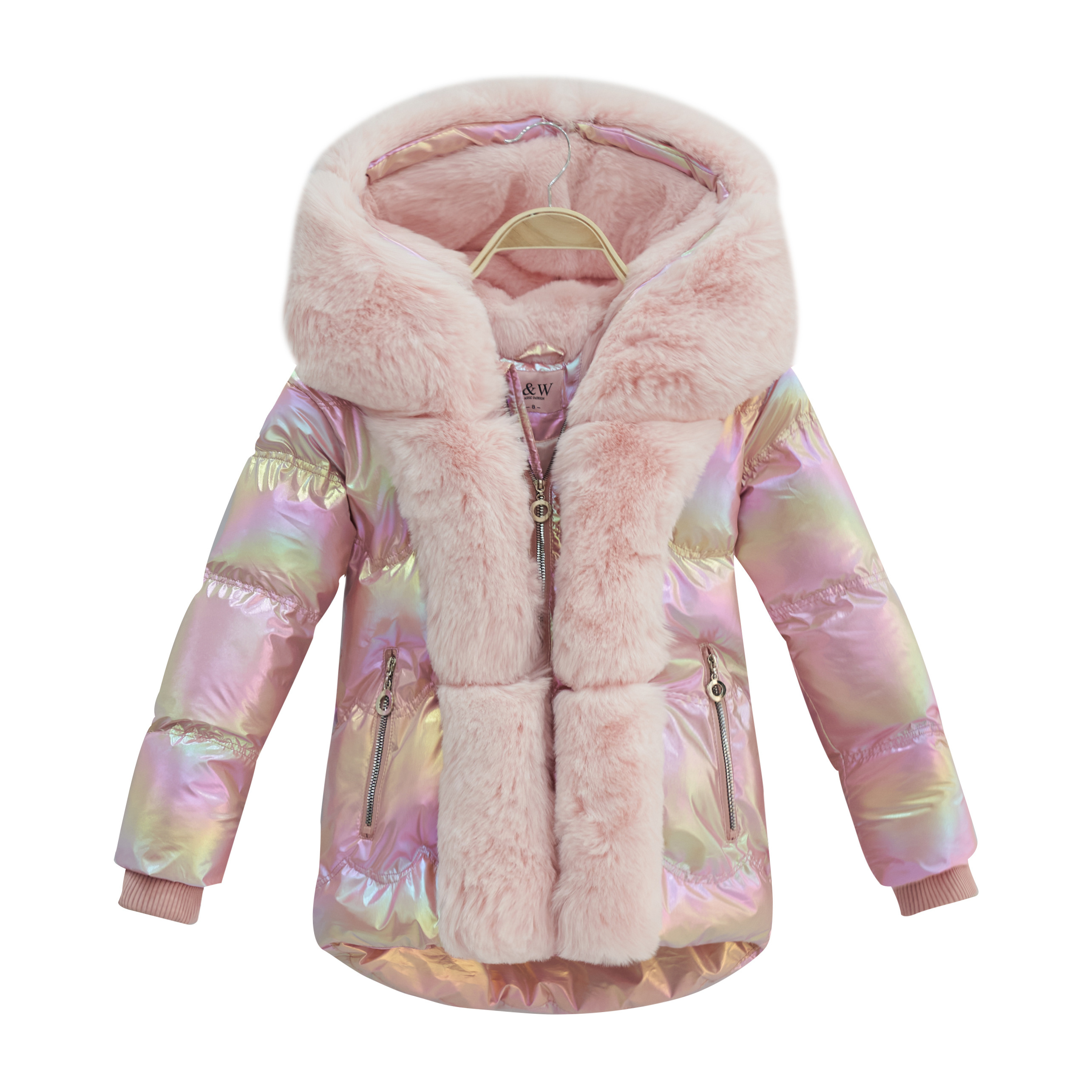 2021 New long  Girl's padding jacket crinkle shiny Coat Kids Clothes Of Cotton-padded Coat Children Jacket