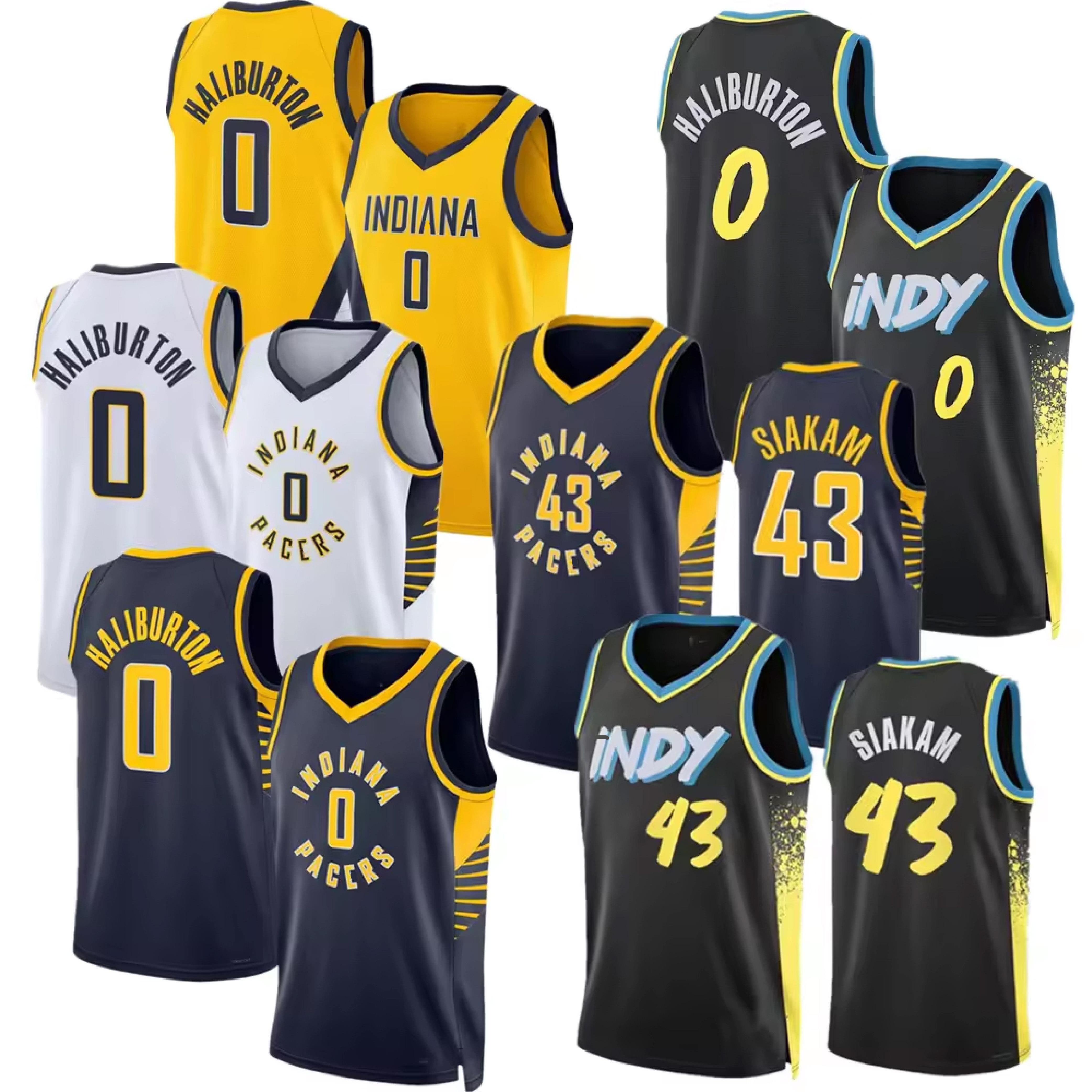 2024 Indiana Basketball Jerseys 0 Tyrese Haliburton 43 Pascal Siakam Black 2023/24 City Edition Stitched Sport Shirts Uniforms