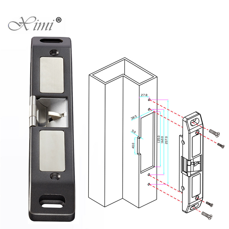 12V Electric Fire Exit Door Lock 304 Stainless Steel Electric Strike Push Bar Lock Emergency Door Lock