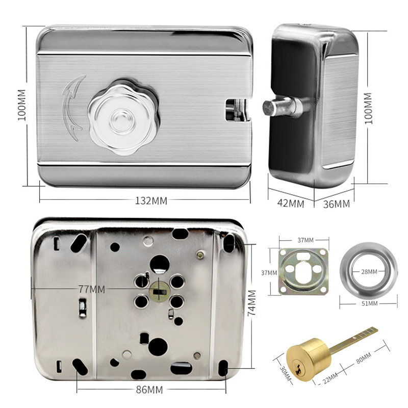 Good Quality Electric Rim Lock 12V Double Intelligent Electric Lock Door XM-2000 Automatic Electric Gate Lock