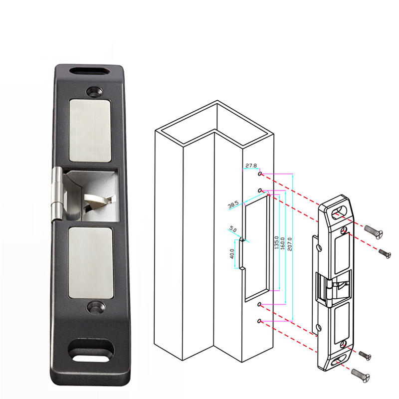 12V Electronic Door Lock 304 Stainless Steel Electric Strike Push Bar Lock  220mA Power to Open Emergency Door Lock