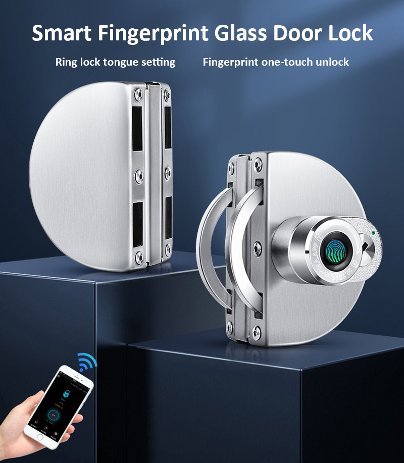 Biometrics Bluetooth Fingerprint Lock for Glass Door Remote Control Door Lock for Office Electronic