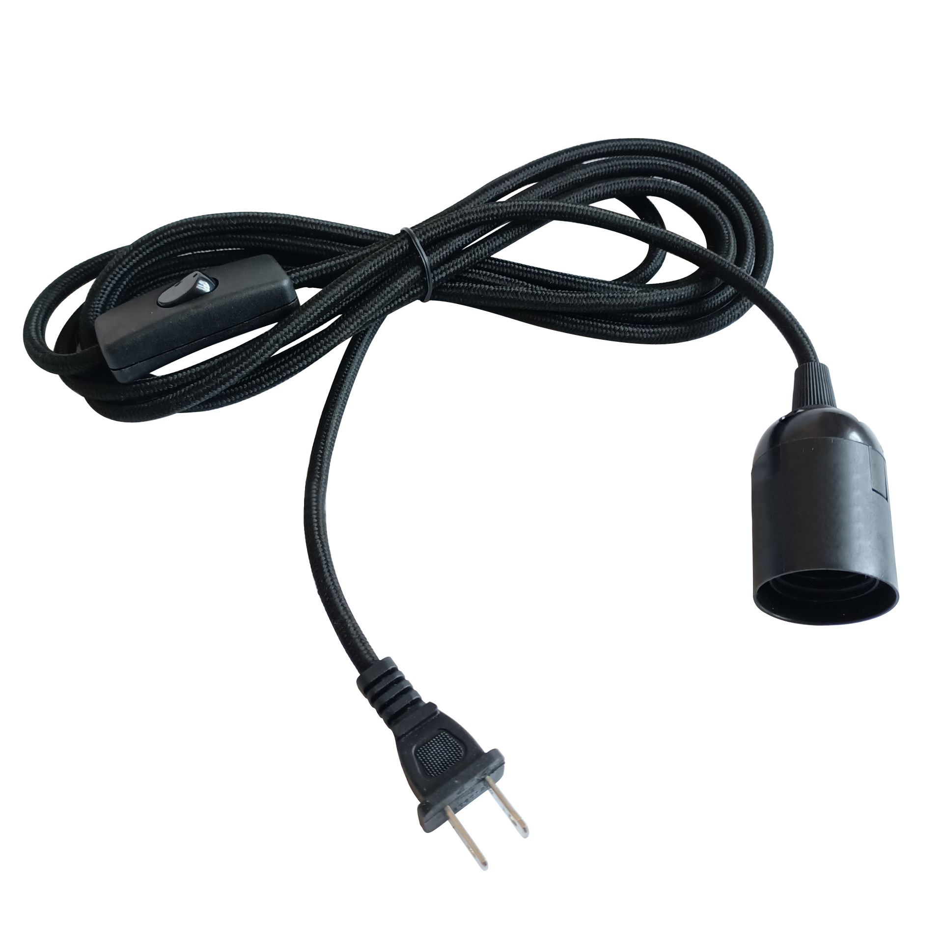 USA standard E27/E26 table light wire extension AC power cable 2 pin with switch with lamp holder