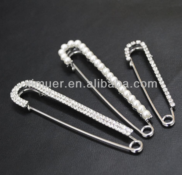 2014 Crystal rhinestone pearl fashion safety pin