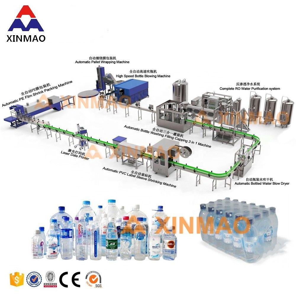 8000-10000BPH Pure Mineral Water Filling Machine With Medium Bottle Filling Capping Machine