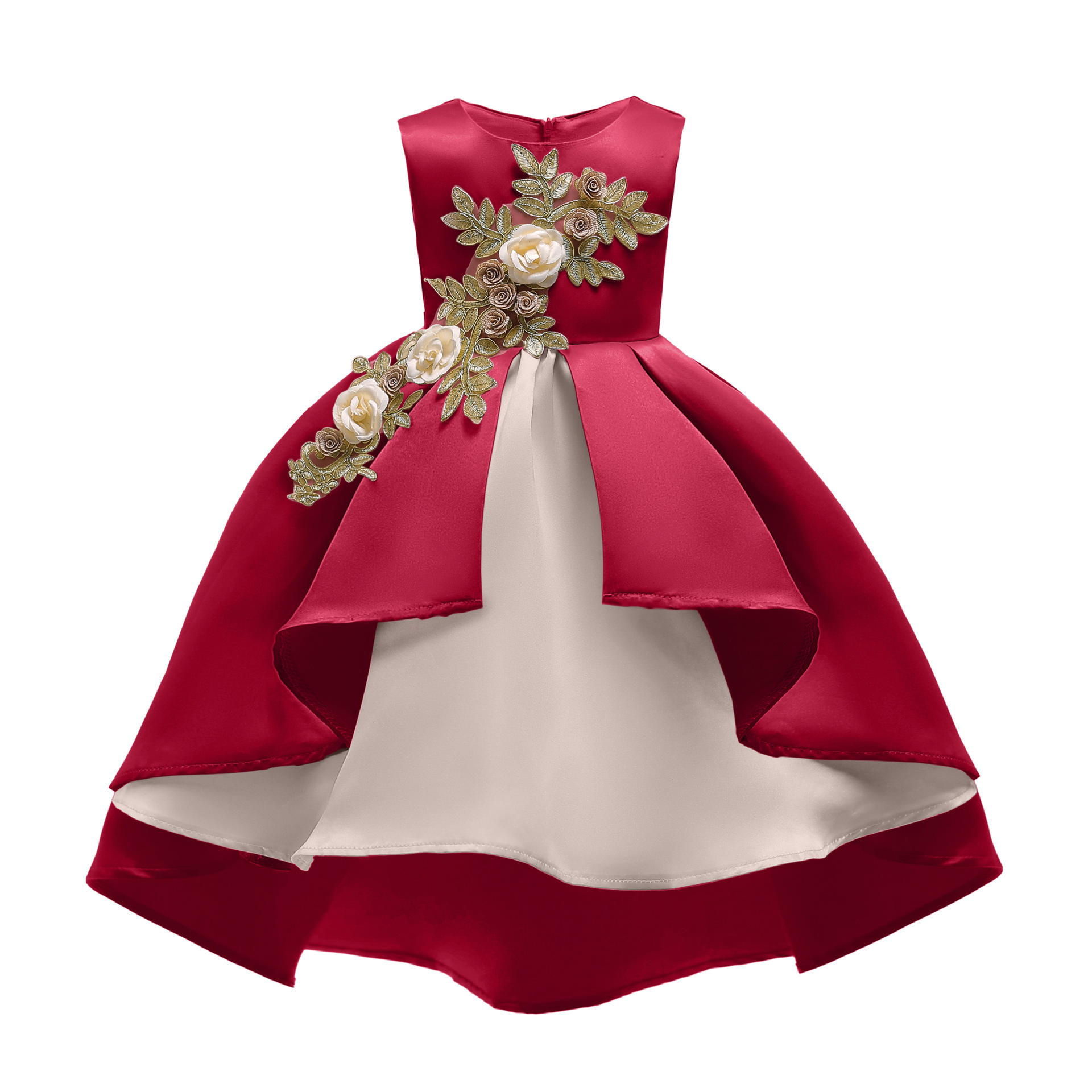 European style classic and elegant children girl dress for festival party costume princess wedding floral dress for kids girl