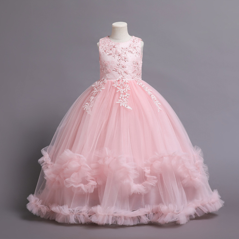 Western style Princess ankle length dress for party flower girl dresses for 3 to 14 years old lovely kid birthday luxury dress