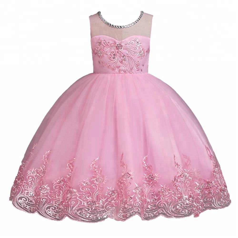 European style pink Flower Girl Dress Temperament Banquet  girl birthday party dresses  fluffy tulle kid prom dresses for 3Y