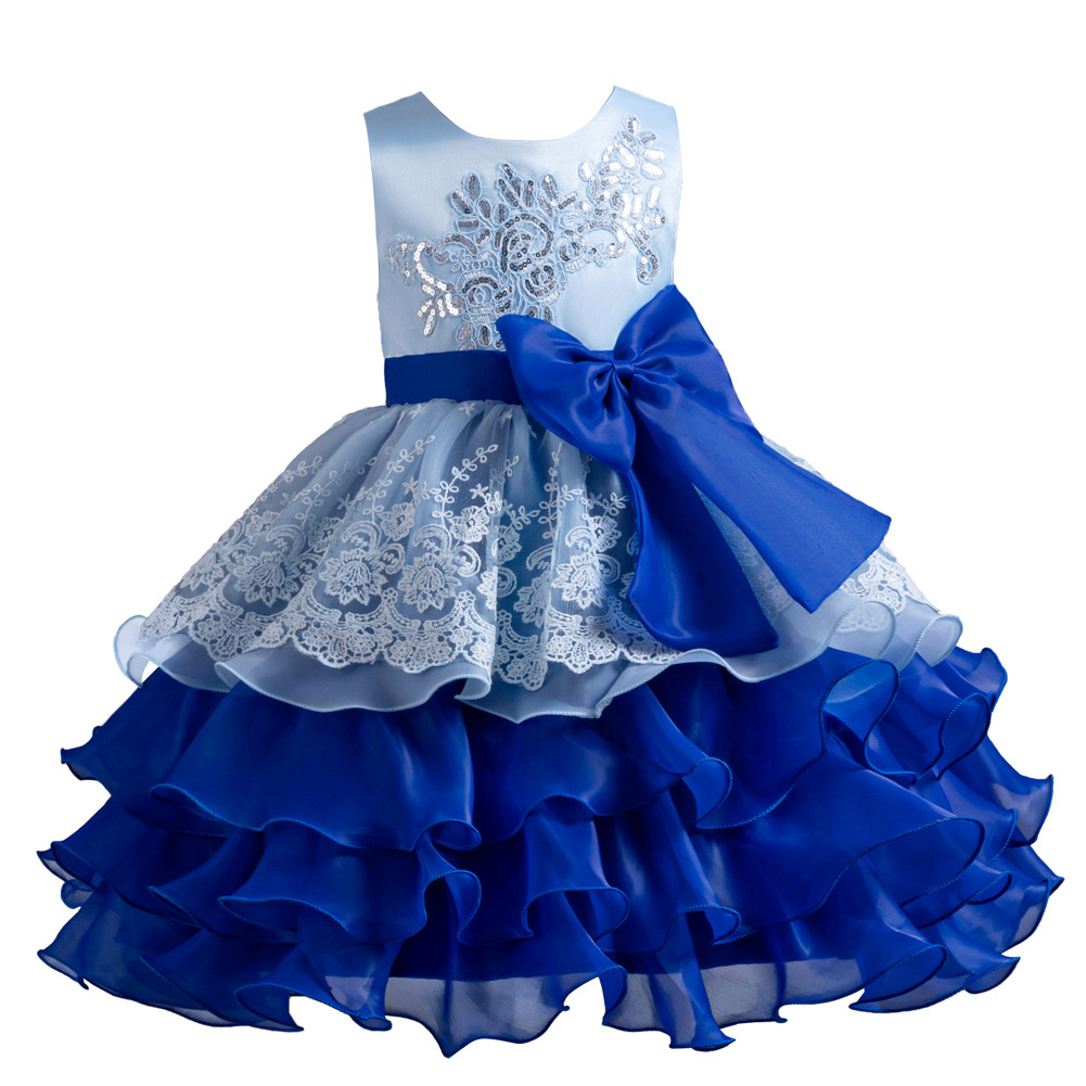 Elegant style fluffy organza princess girl evening dress baby  flower girl birthday dresses Shiny sequin dress child girl party