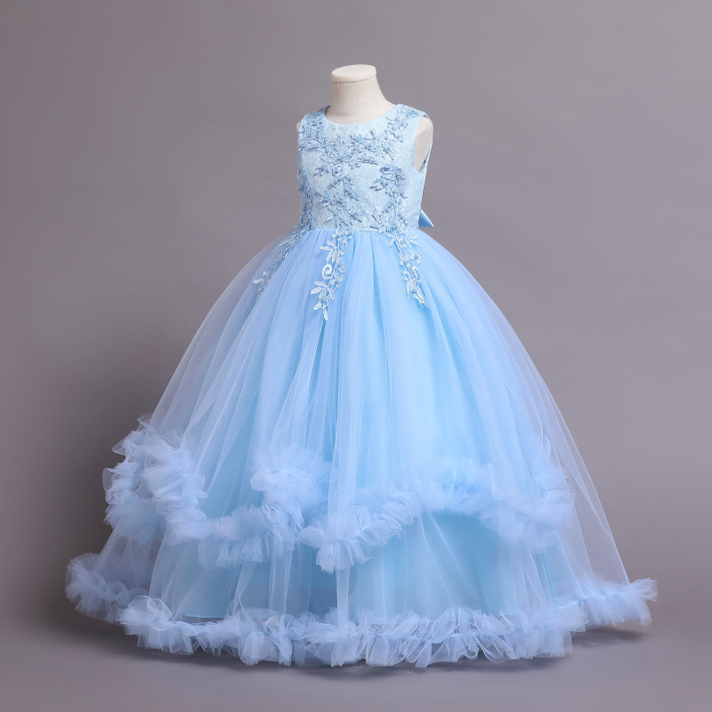 Western style Princess ankle length dress for party flower girl dresses for 3 to 14 years old lovely kid birthday luxury dress