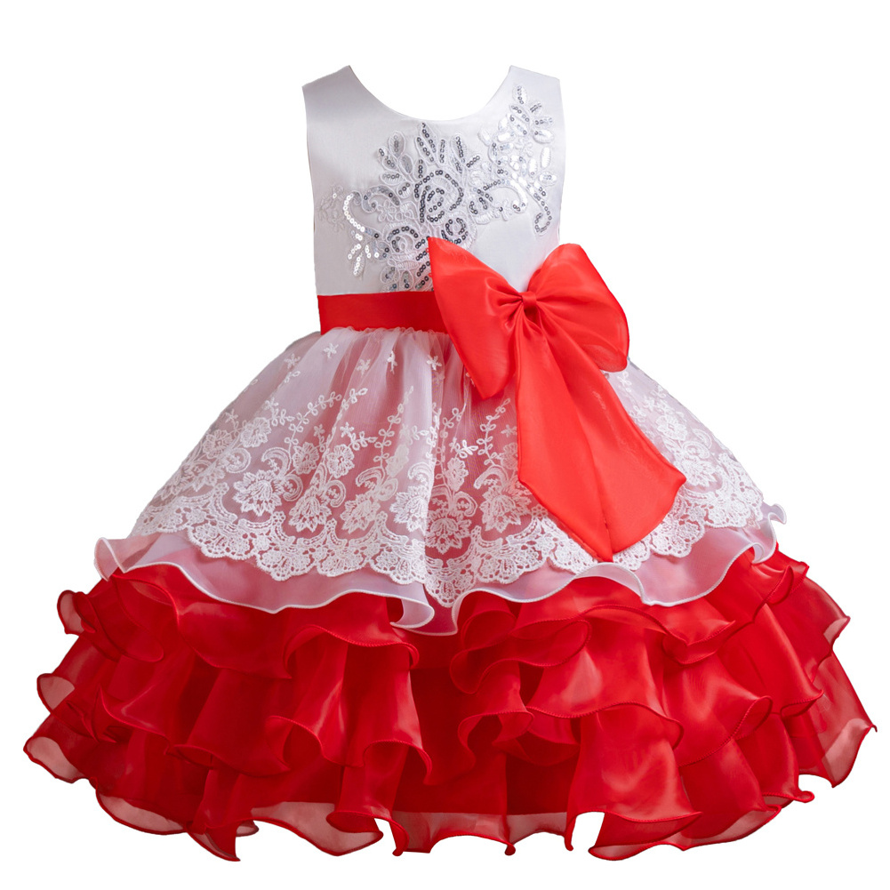 Elegant style fluffy organza princess girl evening dress baby  flower girl birthday dresses Shiny sequin dress child girl party