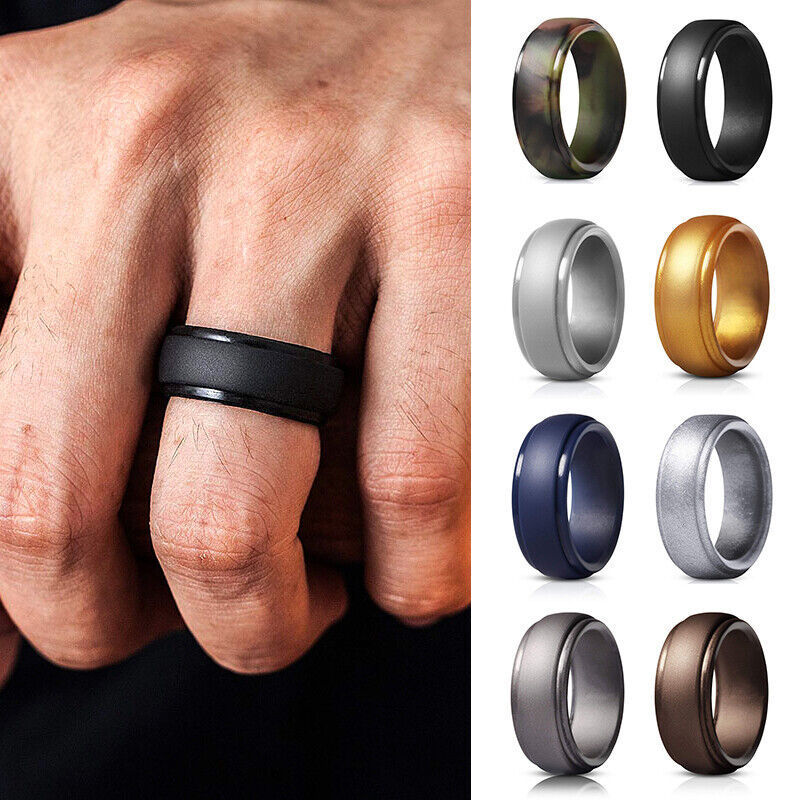 Silicone Wedding Ring for Men Breathable Silicone Rubber Wedding Bands