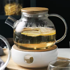 Portable Round 45oz Blooming and Loose Leaf Tea Pot Clear heat resistant Glass Teapot with Removable Infuser