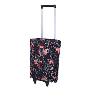 Handcart 600d polyester wheeled reusable foldable shopping cart trolley bag shopping cart grocery store