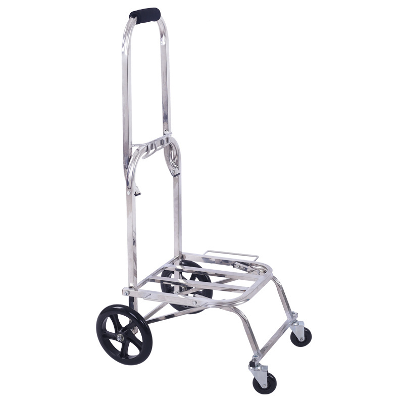 Multipurpose trolley stair climb 4 wheel 43*36*106cm hand trolley cart stainless steel push and pull flat hand truck handcart