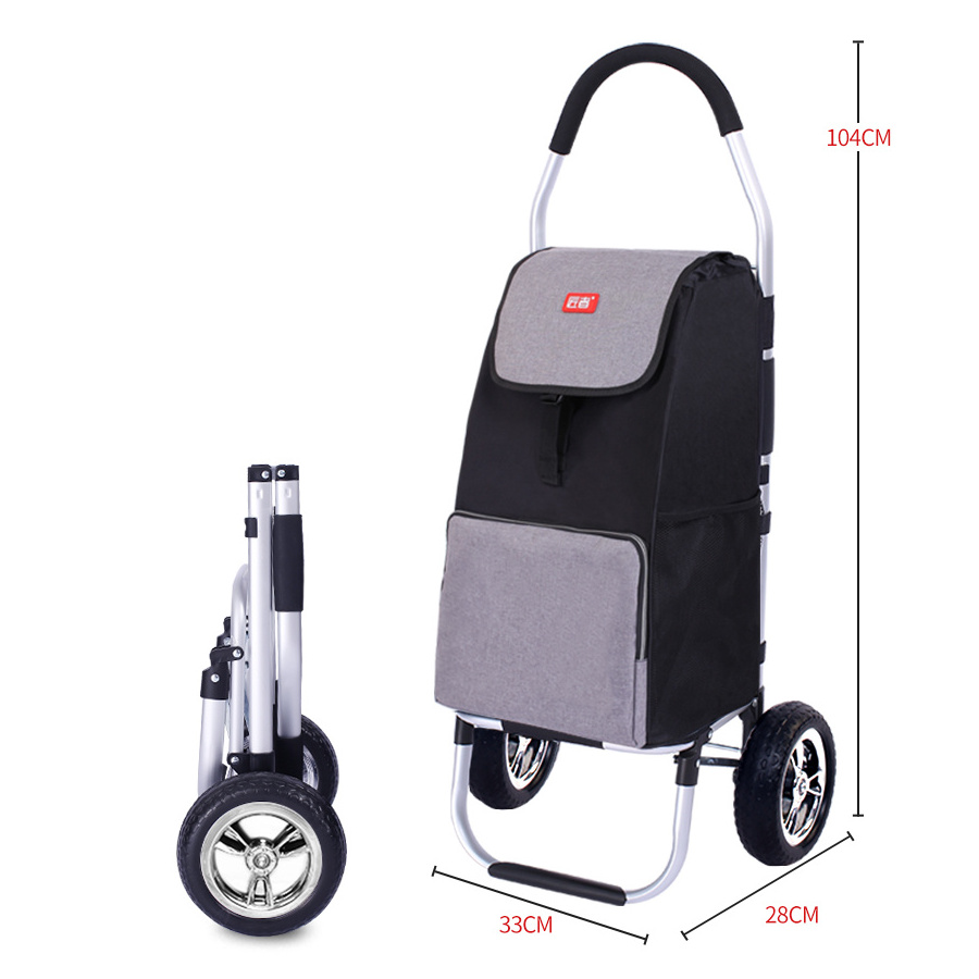 Manufacturer customized two wheel  folding portable hand truck hand-drawn trailer aluminum rod home appliances shopping cart