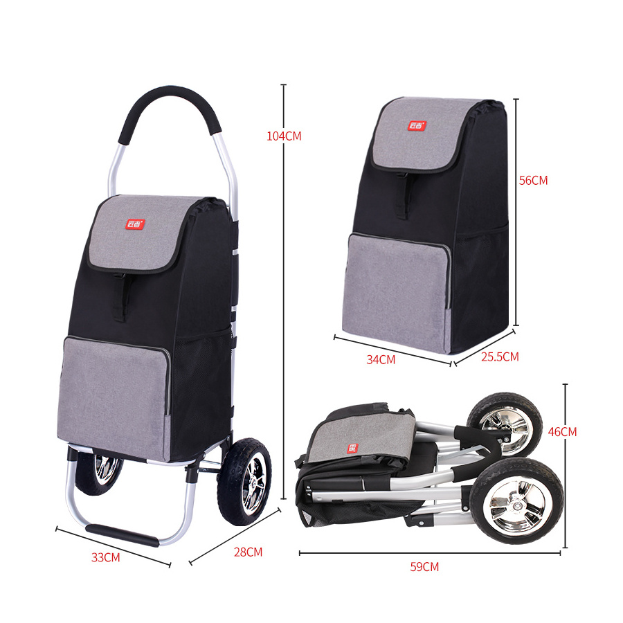 Manufacturer customized two wheel  folding portable hand truck hand-drawn trailer aluminum rod home appliances shopping cart