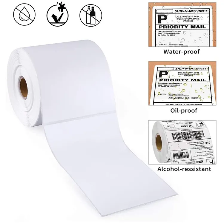 thermal printer sticker paper roll 4x6 100x150 adhesive direct thermal label waybill blank shipping labels