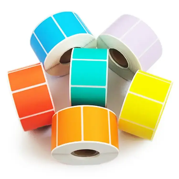 Waterproof blank or colourful thermal labels 58x40 40x30 custom printing self adhesive paper direct barcode sticker label