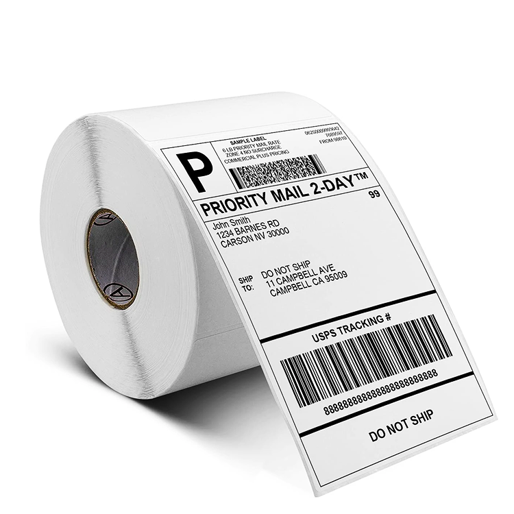 Customized A6 thermal sticker paper 100x150mm waybill sticker blank waterproof shipping label roll for printer labels