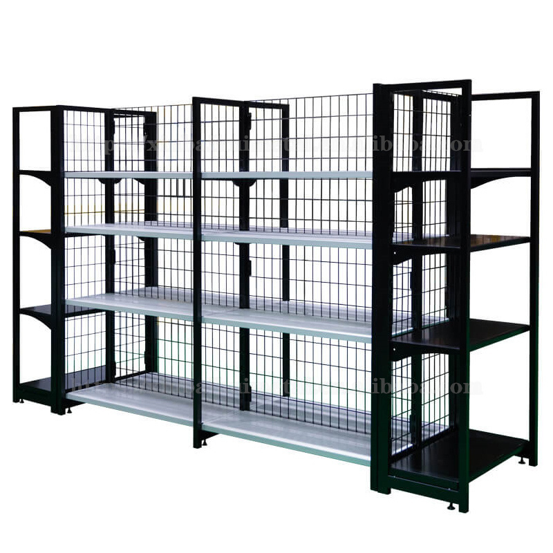 Factory Sale Heavy Duty Wire Mesh Back Metal Shopping Display Shelving For Stores