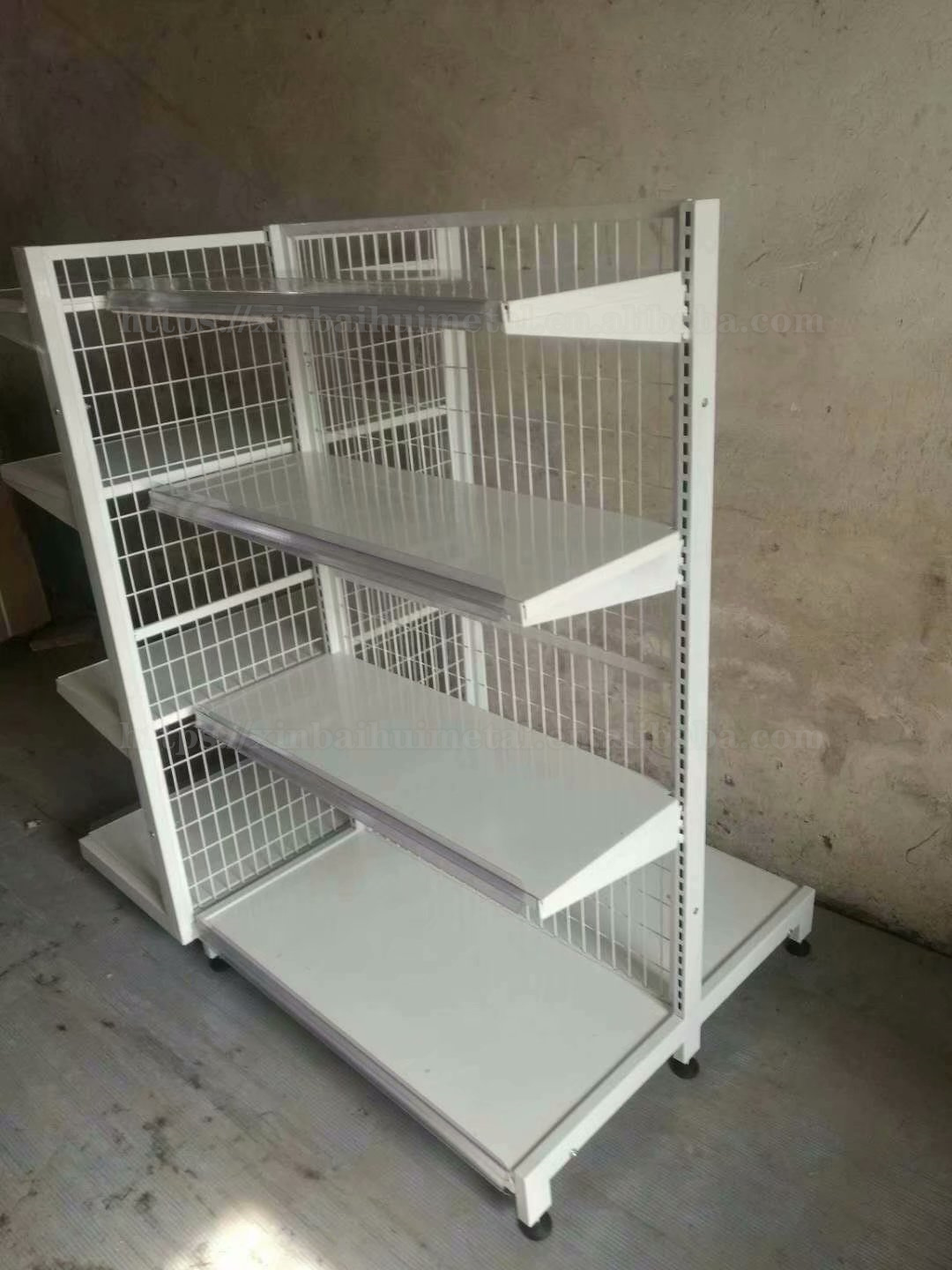 Factory Sale Heavy Duty Wire Mesh Back Metal Shopping Display Shelving For Stores