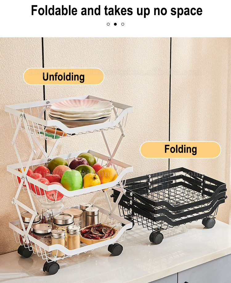 Shelf Folding Floor Standing Mobile Home Kitchen Storage Shelf Living Room Multifunctional Small Cart Storage Shelf