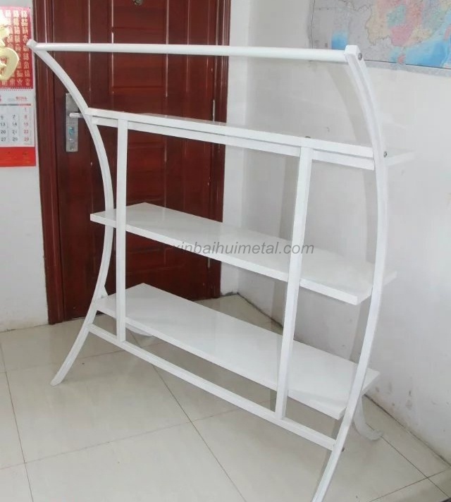 Hot Black Double Bar And Round End Clothing Rack For Stores