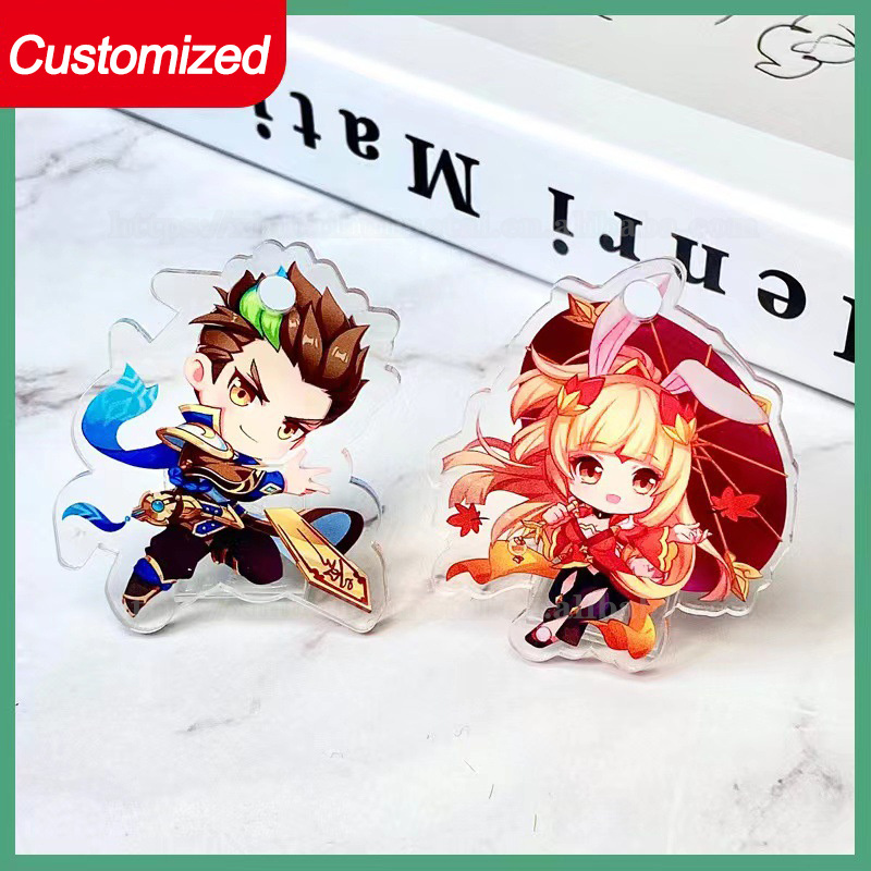 Acrylic standing brand transparent portrait cartoon advertising sign standing brand key chain plexiglass table card display