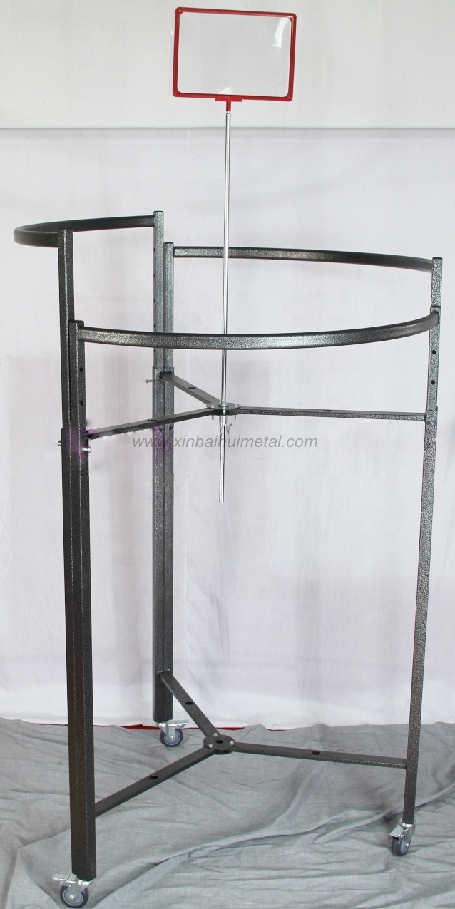 Hot Black Double Bar And Round End Clothing Rack For Stores