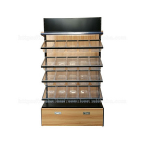 Luxurious Wood Shelf Of Snacks Food Snack Shelf With Large Content Cabinets Snacks Shelves For Convenience Store Shop