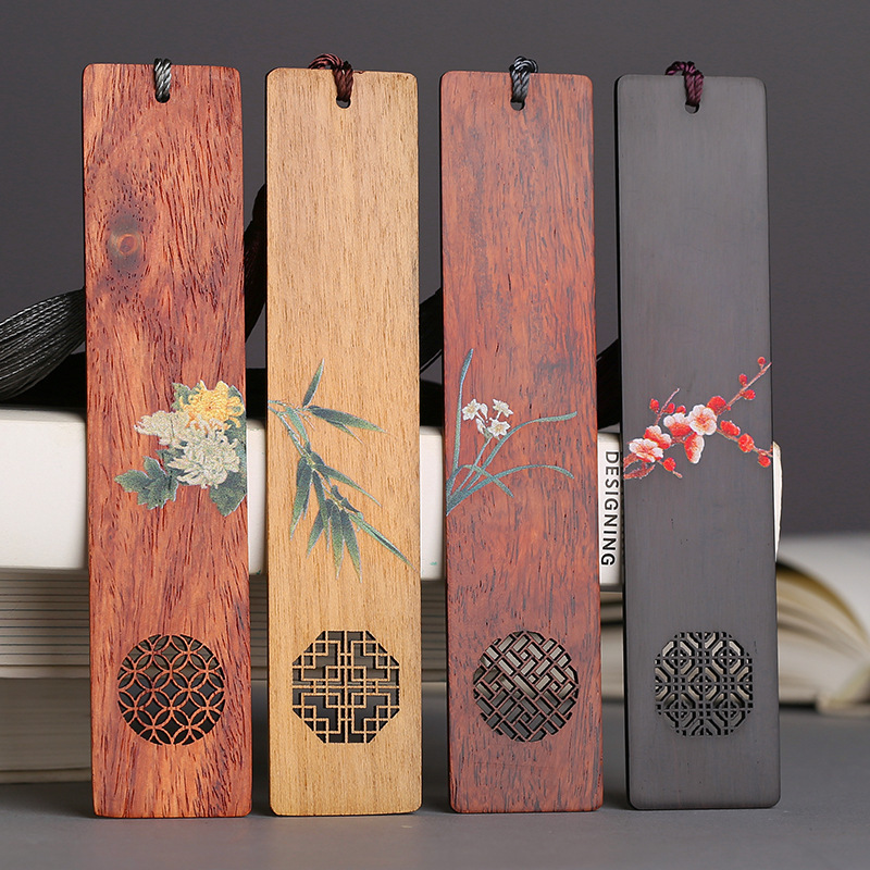 Wholesale Custom Laser Cutting Natural Bookmark Printed Engraving Luxury Wooden Bookmark For Gift With Tassel