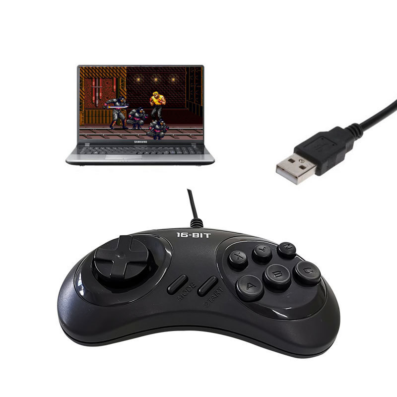 USB Buttons Game Controller For SEGA USB Joystick Holder For PC MAC Mega Drive Gamepads