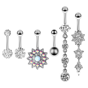 Belly Piercing Navel Piercing Rings Rose Gold Flower 316 Stainless Steel Belly Button Ring