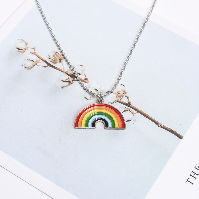 Rainbow sunflower unicorn necklace enamel rainbow pendant fashion jewelry birthday gift for women girl