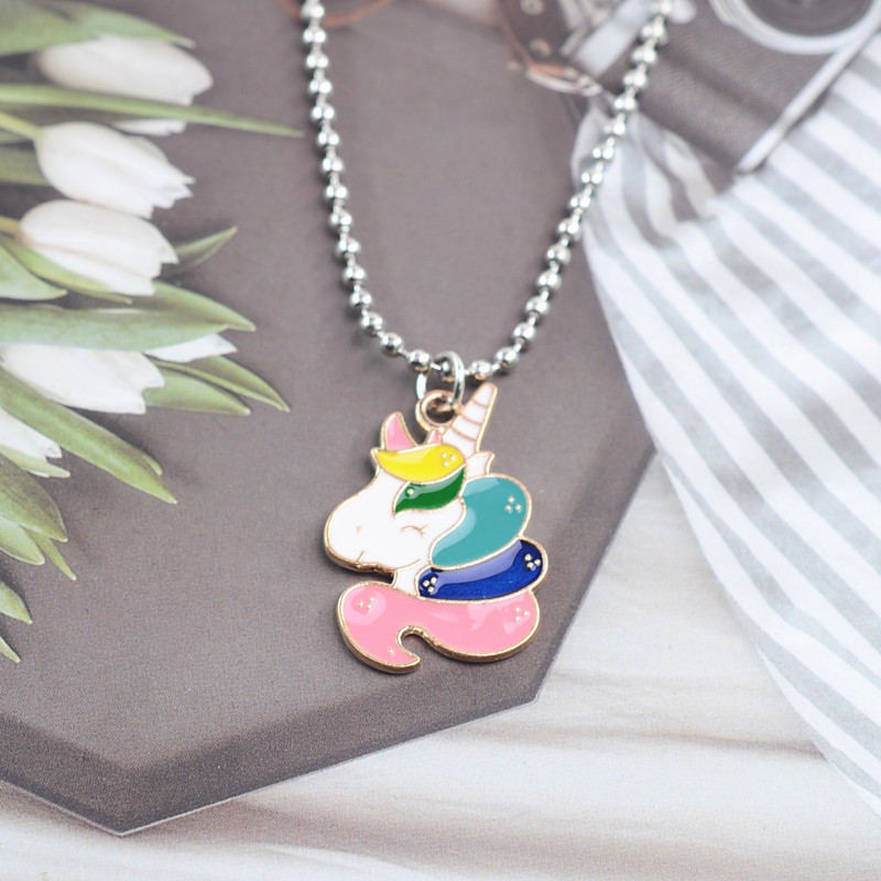 Rainbow sunflower unicorn necklace enamel rainbow pendant fashion jewelry birthday gift for women girl