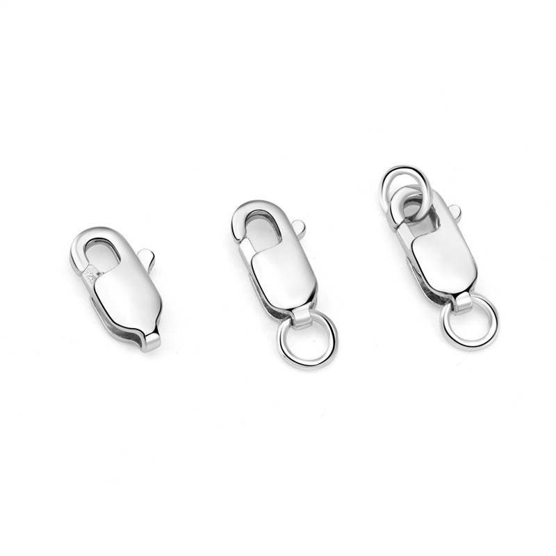 925 Sterling Silver Safety Lobster Claws Rectangle Clasps with conned jump rings connected necklace or bracelet jewelry findings